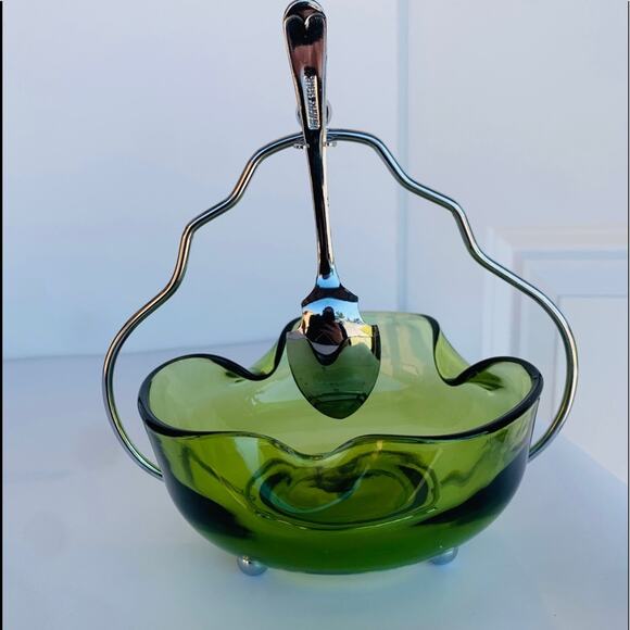 Vintage Sheffield England Glass Serving Caddy - Picture 1 of 8